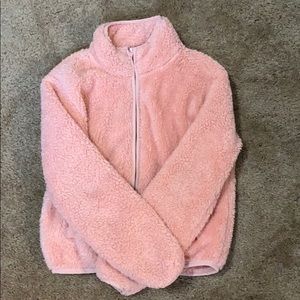 girls pink fluffy sweater
